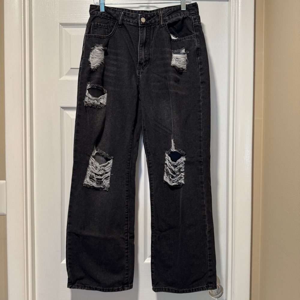 SHEIN | black holey mom jeans LARGE